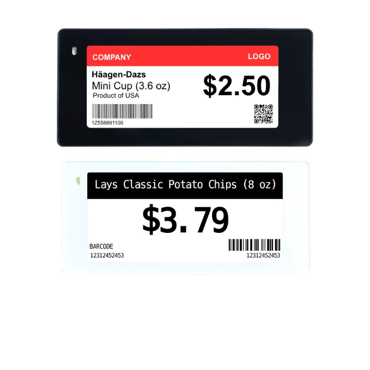 Electronic shelf labels with black and white frame options