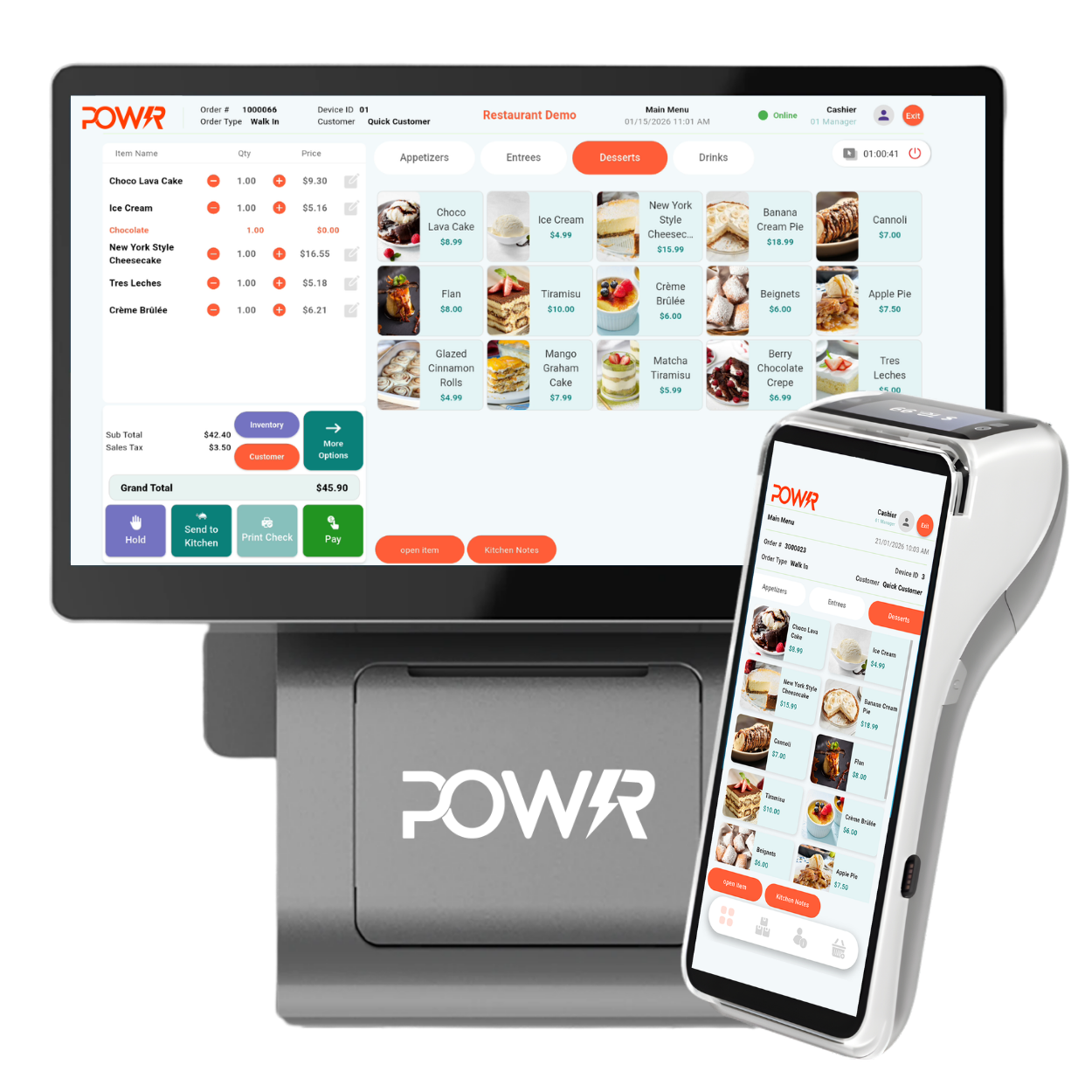 POWR POS restaurant point-of-sale system and handheld terminal